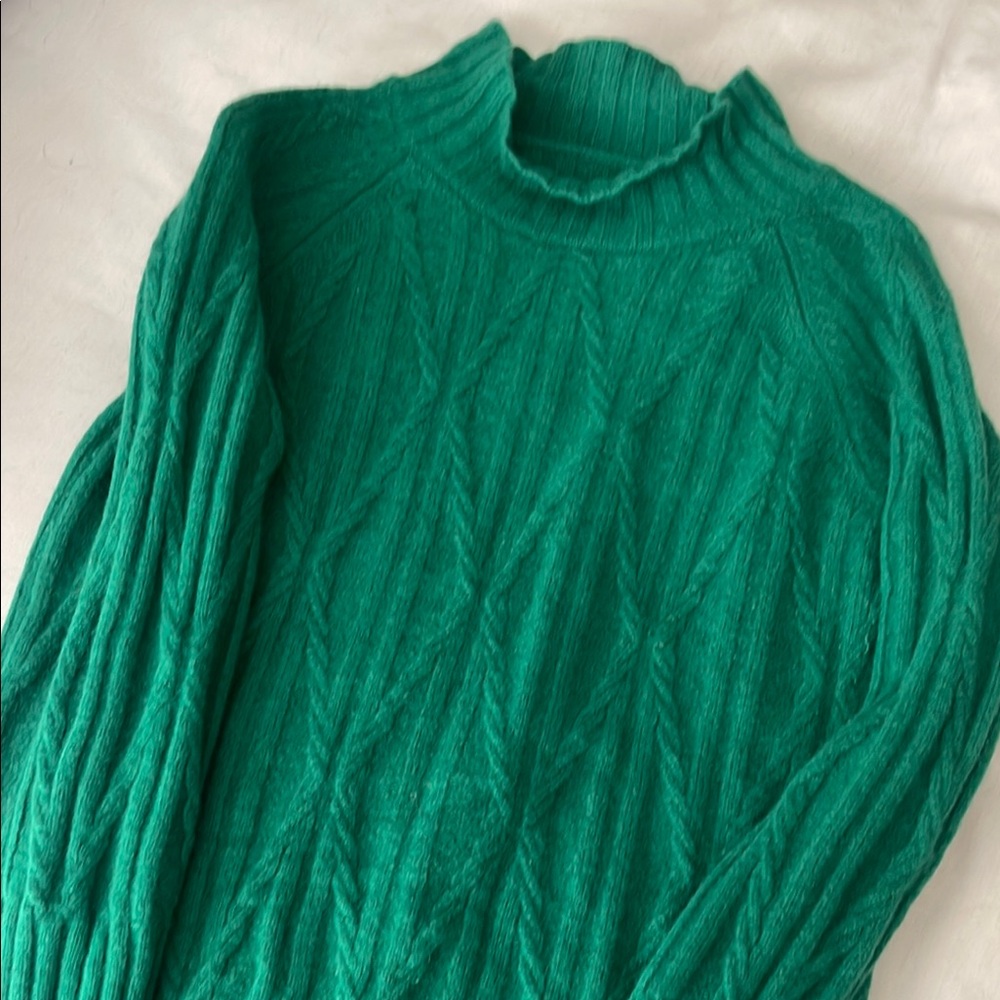 Wool sweater. Beautiful green wool sweater with mock turtle neck